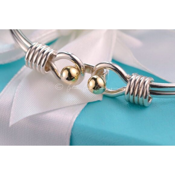 Tiffany & Co. Vintage Ball Coil Hook Bangle Bracelet in 925 Silver & 18K Gold - Picture 3 of 8